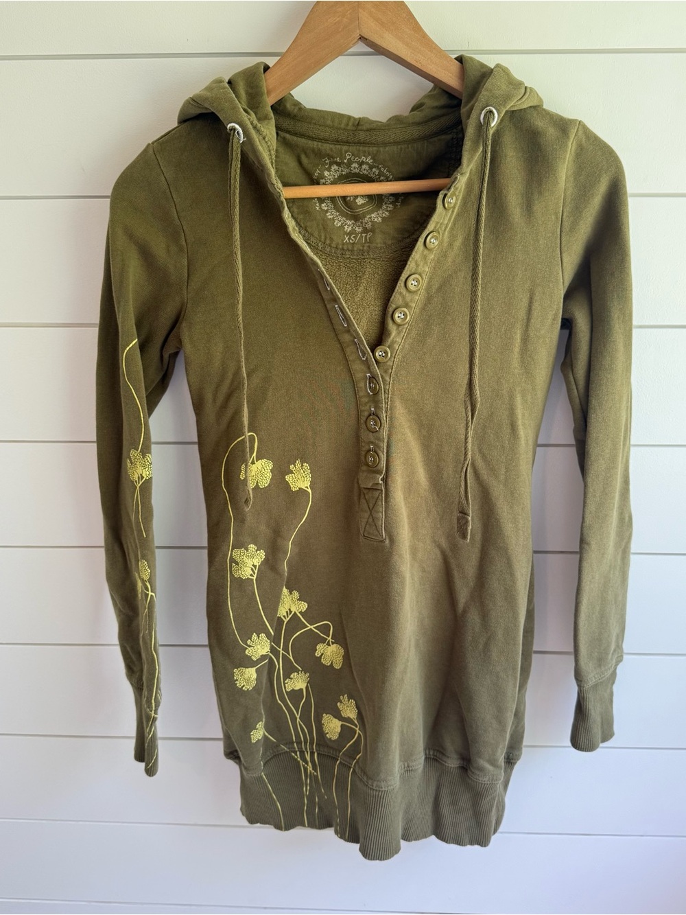 Vintage free people floral button up tunic xs